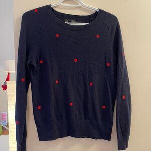 Banana Republic Black Sweater with Red Hearts